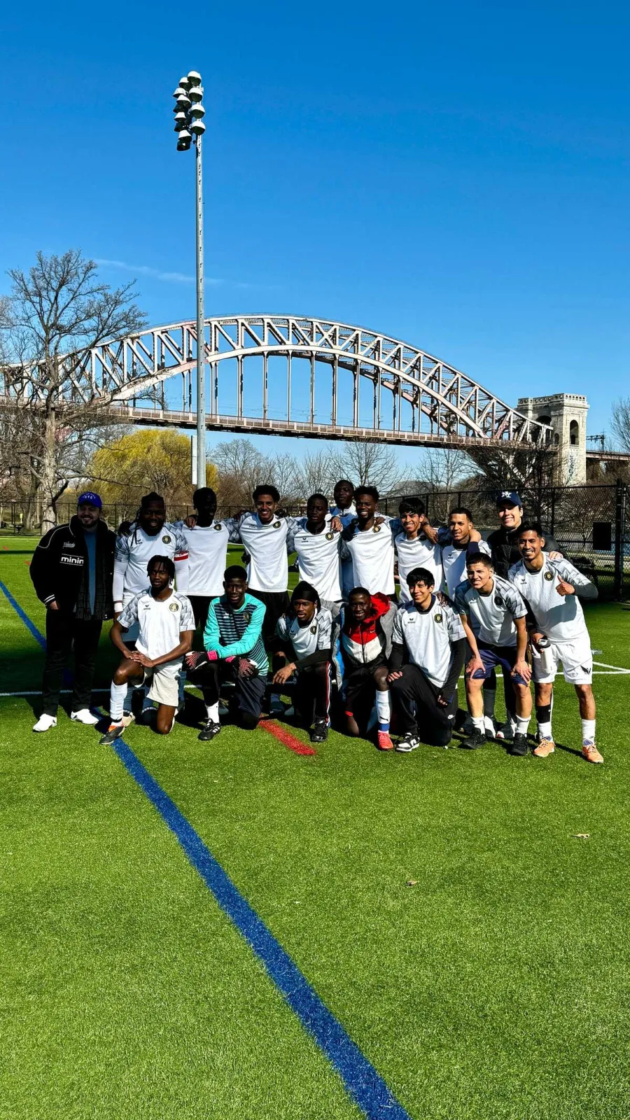 Youth players and coaches from the FC Hudson United community program in New York
